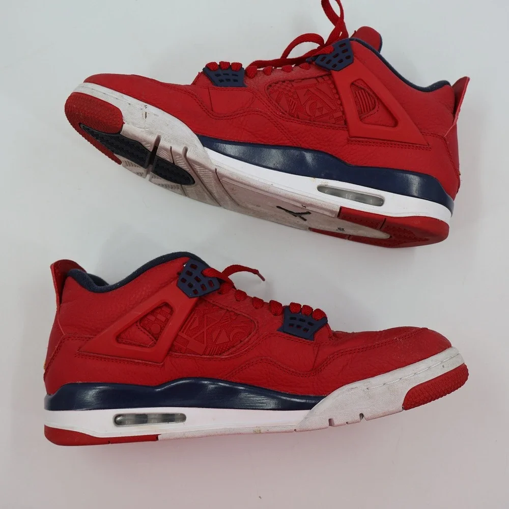 Jordan 4 Retro FIBA Mens Size‎ 13 Red Obsidian White CI1184-617 Laser Etched